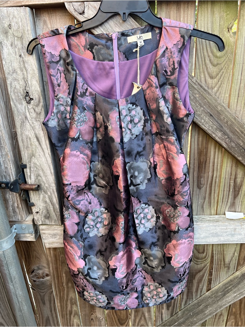 Ya Sleeveless Floral Jacquard Mini Dress in Purple and Pink